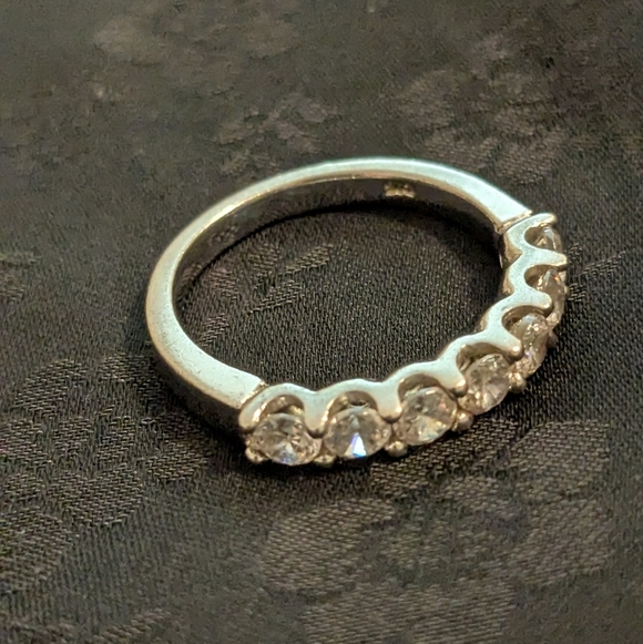 Elegant Eternity Band 925 Solid Sterling Silver Silver with CZ Size 5 - Picture 2 of 6